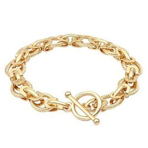 Chunky Gold Bracelet Cuban Link Chain Toggle Personalized Jewelry for Women Men